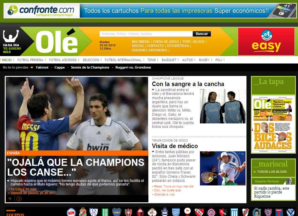 Nueva pagina web del deportivo Olé Nueva pagina web del deportivo Olé