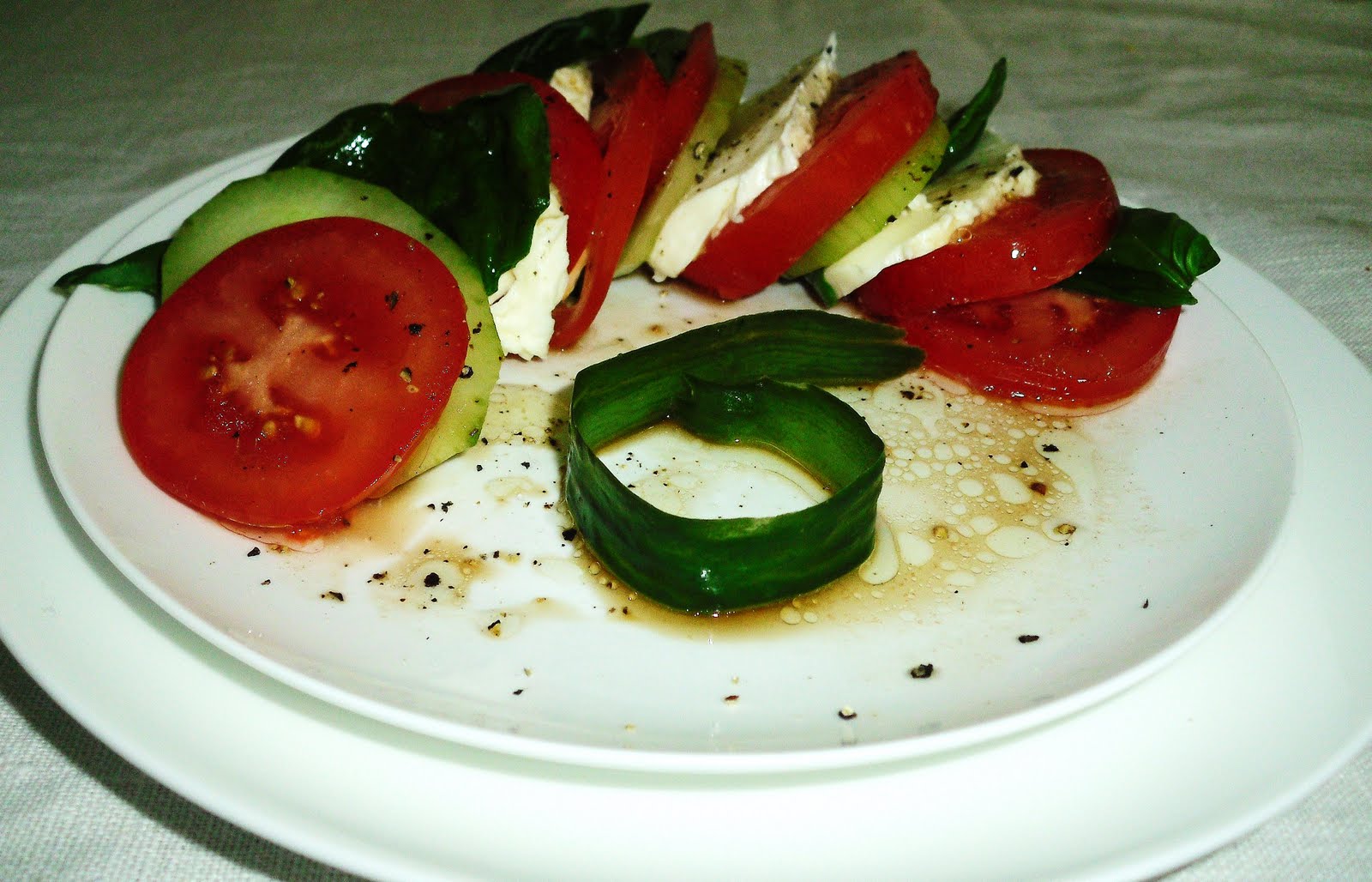 The Nanny Chef Tomato, Cucumber, Basil and Mozzarella Salad and Tomato, Advacado, Basil and