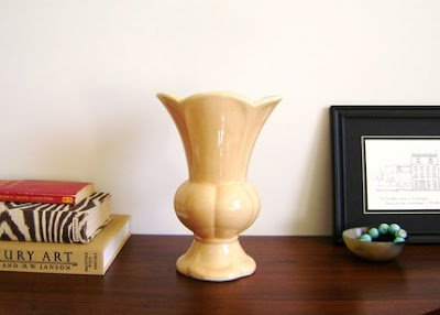 Large vintage USA pottery, peach glazed vase with scalloped edge: $38 from HighStreetMarket.