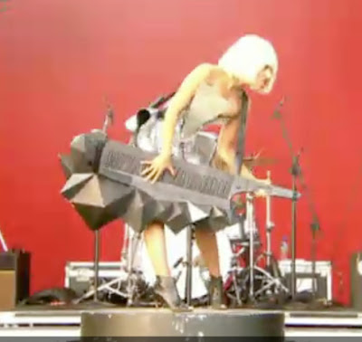 Lady Gaga with a Keytar I customized for her! GLASTONBURY 09
