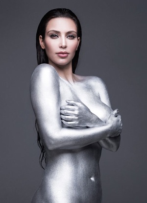 kim kardashian silver paint photoshoot. Kim Kardashian was provided