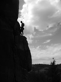 My son rock climbing