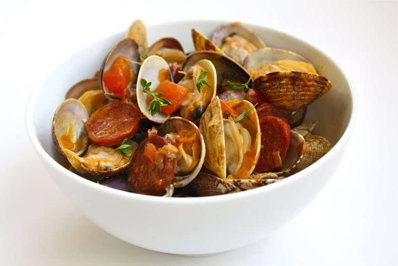 Steamer Clams With Beer And Chorizo