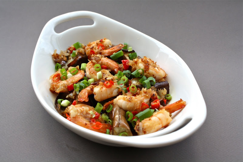 Roasted Eggplant With Prawns And Soy Sauce
