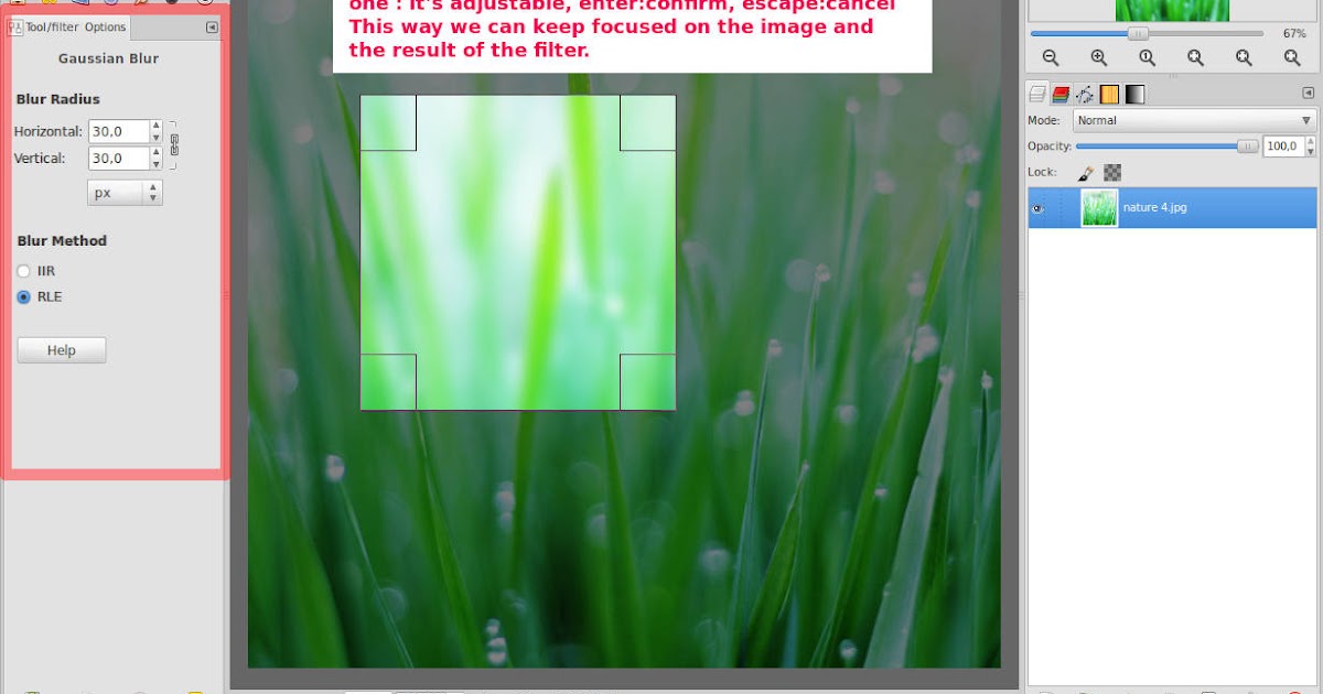 GIMP UI brainstorm filters like crop