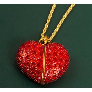 red crystal heart USB flash drive