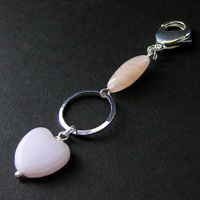 Heart Shaped Key Fob in Pink with I Love You Ring