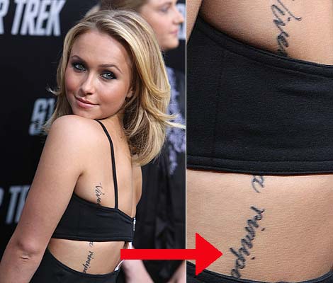 side tattoos of quotes. miley cyrus tattoo. miley