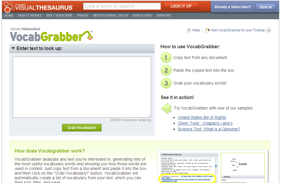 cool online tools Thinkmap Visual Thesaurus