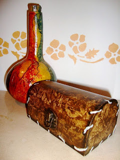 pintura falso couro – caixa de madeira