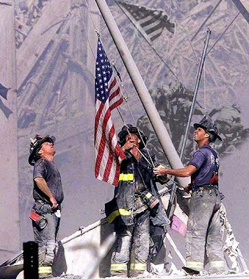 Raising of the US flag at Ground Zero