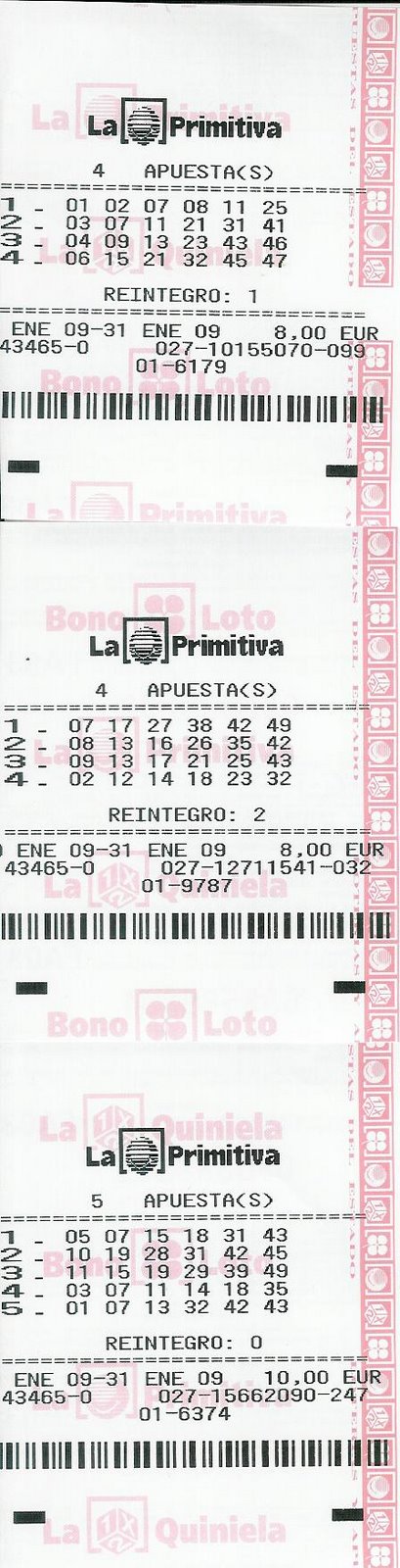 APUESTAS FIJAS DE LA PRIMITIVA PARA JUEVES Y SÁBADO, EN LAS QUE PARTICIPAN LOS AFILIADOS AL CATT.