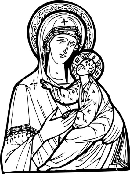 Cantece+Religioase+Ortodoxe Hristos împărtăşit copiilor: Planşe de colorat cu Maica Domnului