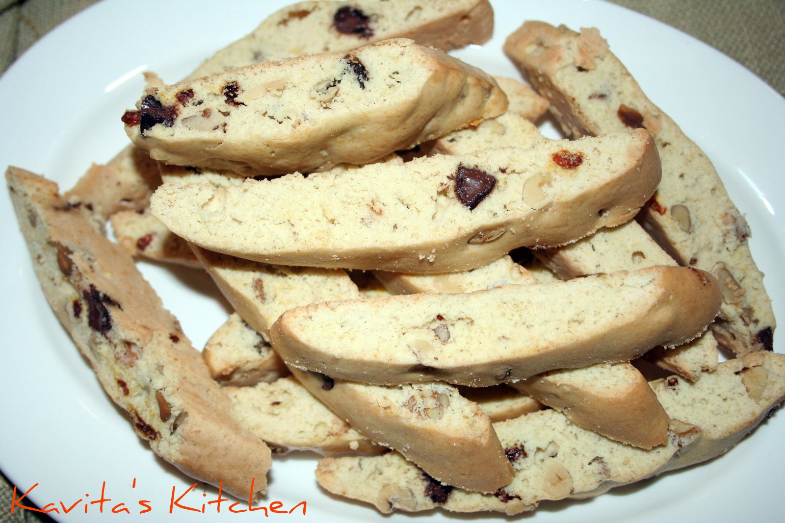Kavita's Kitchen Biscotti's with Goji Berries & Walnuts & Chocolate Chips
