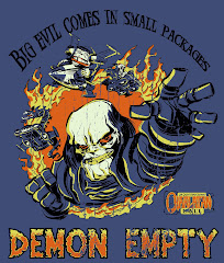 "BIG EVIL, LITTLE DEMON" DEMON EMPTY VINTAGE DENIM blue TEE