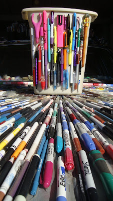 One Pen Recycling Bin on the hood of the Mercedes Pens