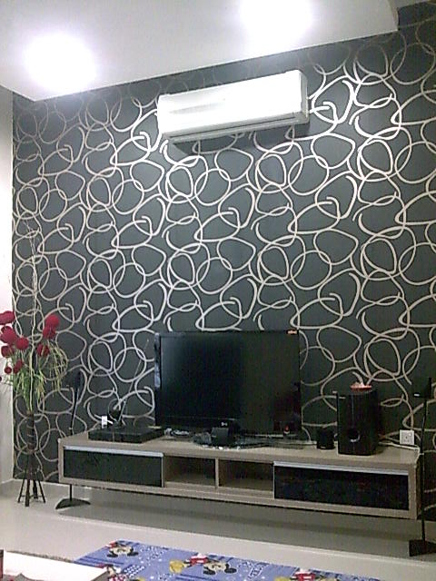 Arch Kitchen Design: Simple TV cabinet is just nice with a wallpaper