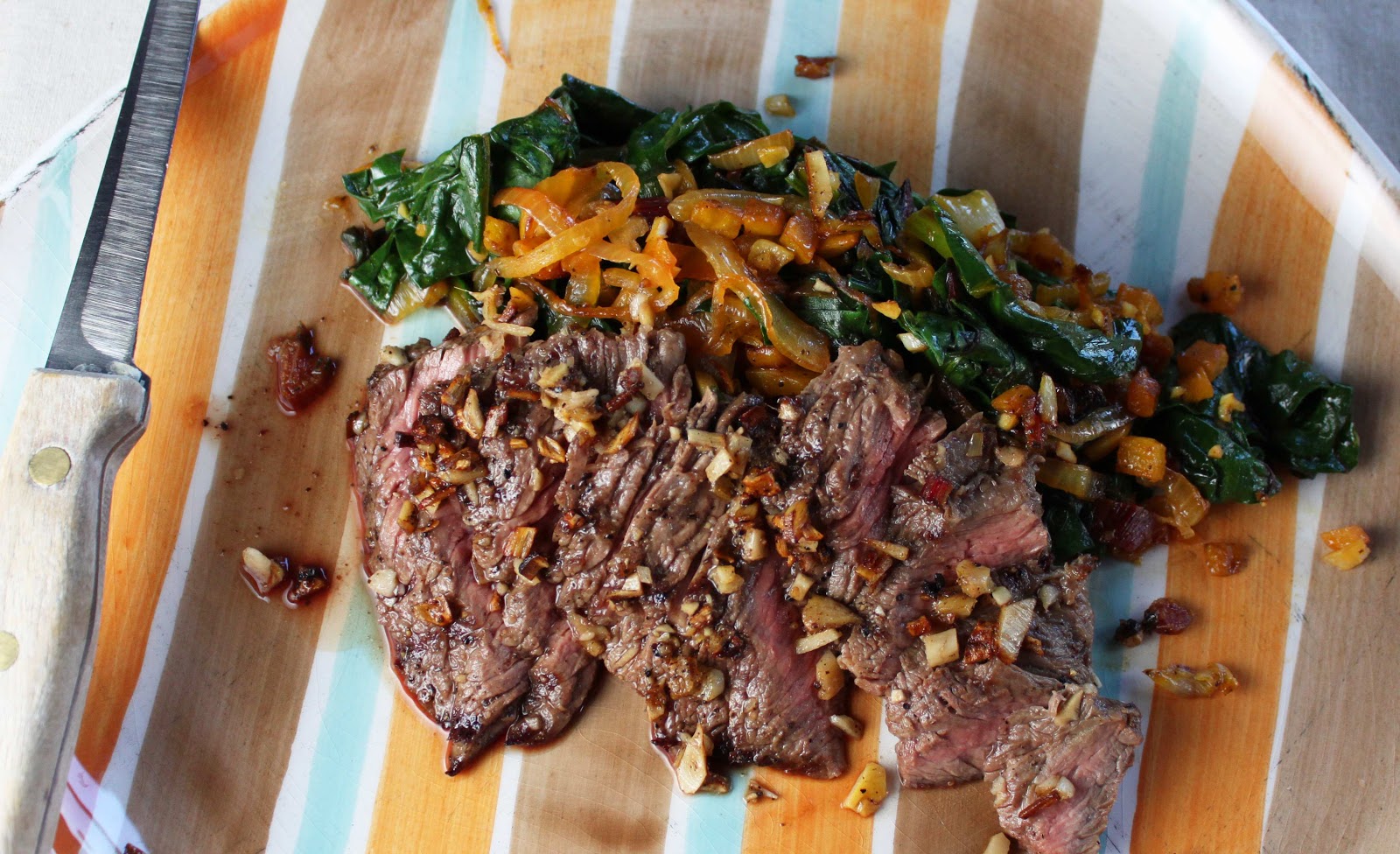 Fat and Happy Blog Ginger Horseradish Skirt Steak with Sauteed Swiss