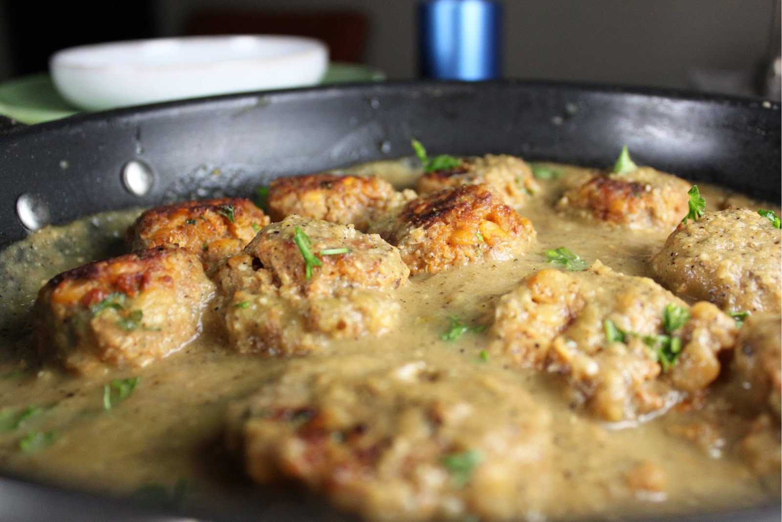 Fat and Happy Blog Quinoa Lentil Meatballs in Tomatillo Sauce