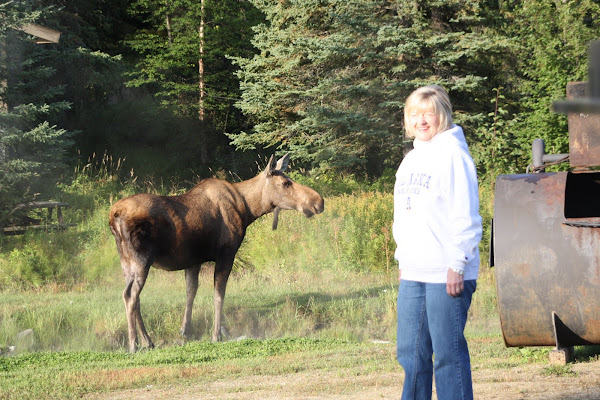 Nancy and a Moose