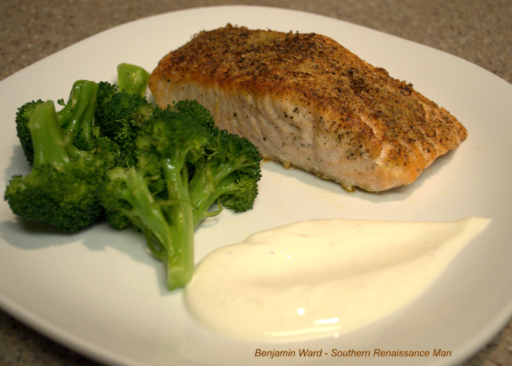 Southern Renaissance Man Searing Fish in a Cast Iron Skillet