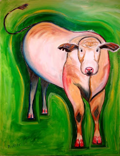 Whimsical Artists: Scott Plaster's whimsical Cosmic Cow painting
