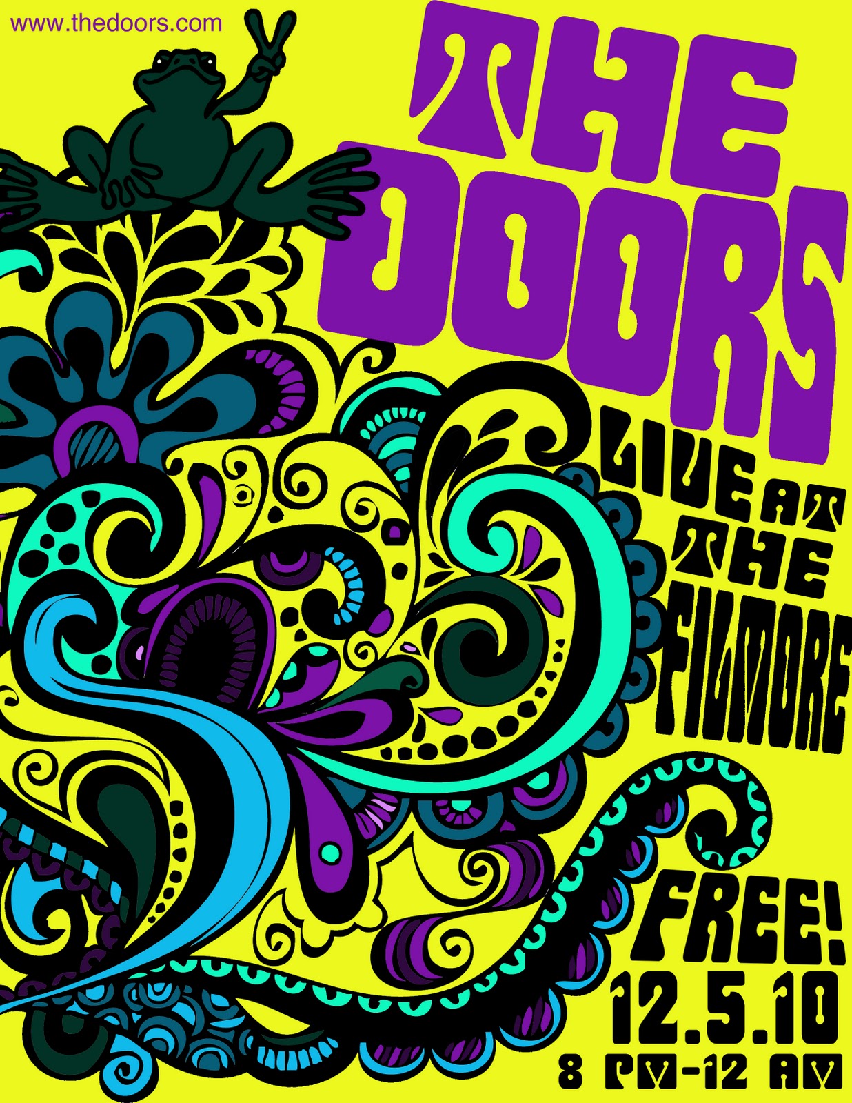 The Doors Concert poster art, Psychedelic poster, Vintage music posters