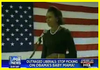  Fox News tag line running under E.D. Hill segment calling Barack Obama's wife Michelle his Baby Momma - Photo courtesy of L.A. Times