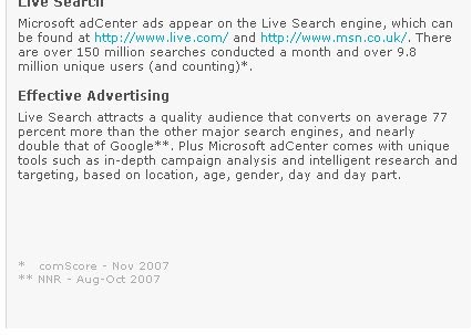 Microsoft giving 2007 stats in 2009 for promoting adcenter
