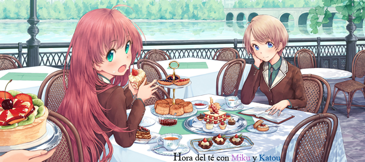 Hora del té con Miku y Katou