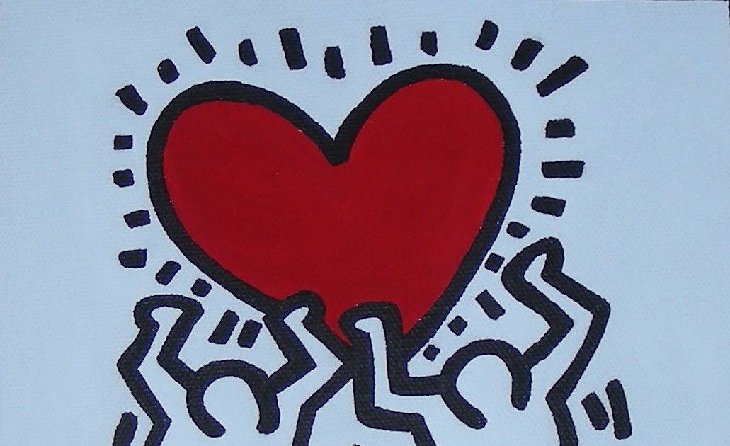 ARTI' POP ART Keith Haring Heart (acrilico su tela 20x20)