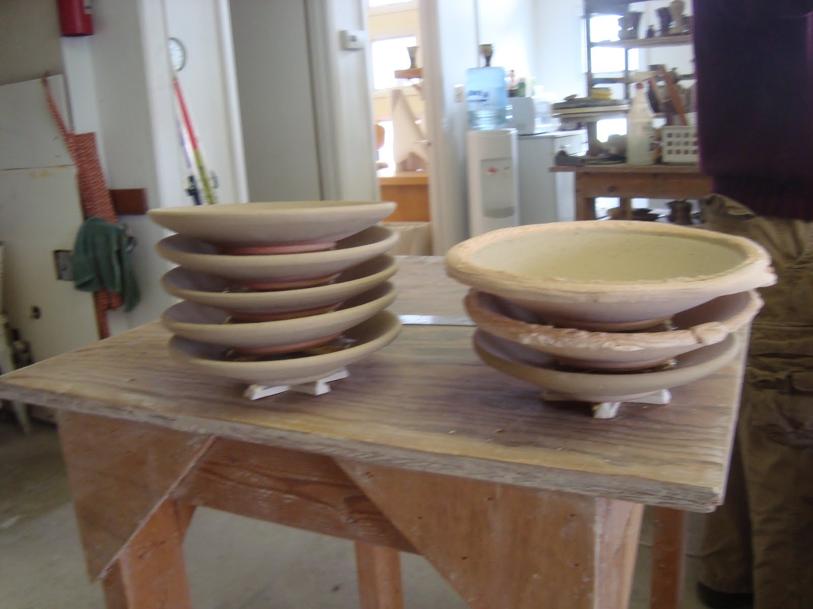 wood fired pottery Setting plates