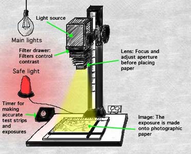 enlarger film paper darkroom diagram equipment photographic making photogram dark necessary light development focus dreamer american exposure function intro november