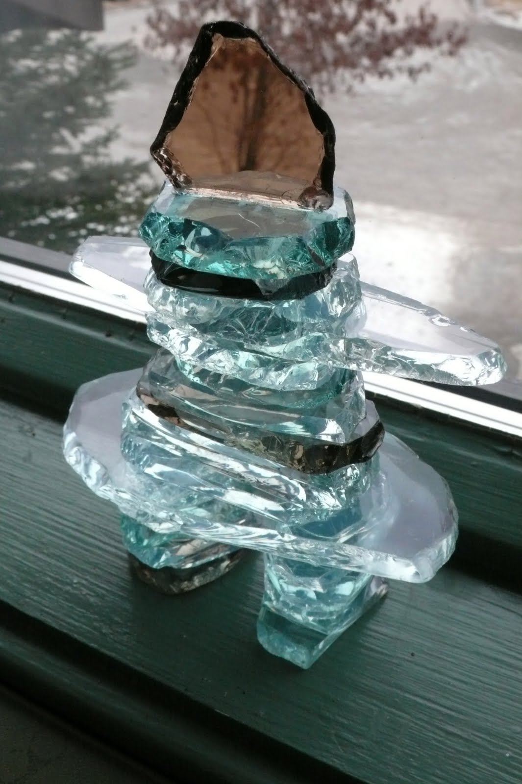 Art Food AND Motherhood Recycled Glass Inukshuk