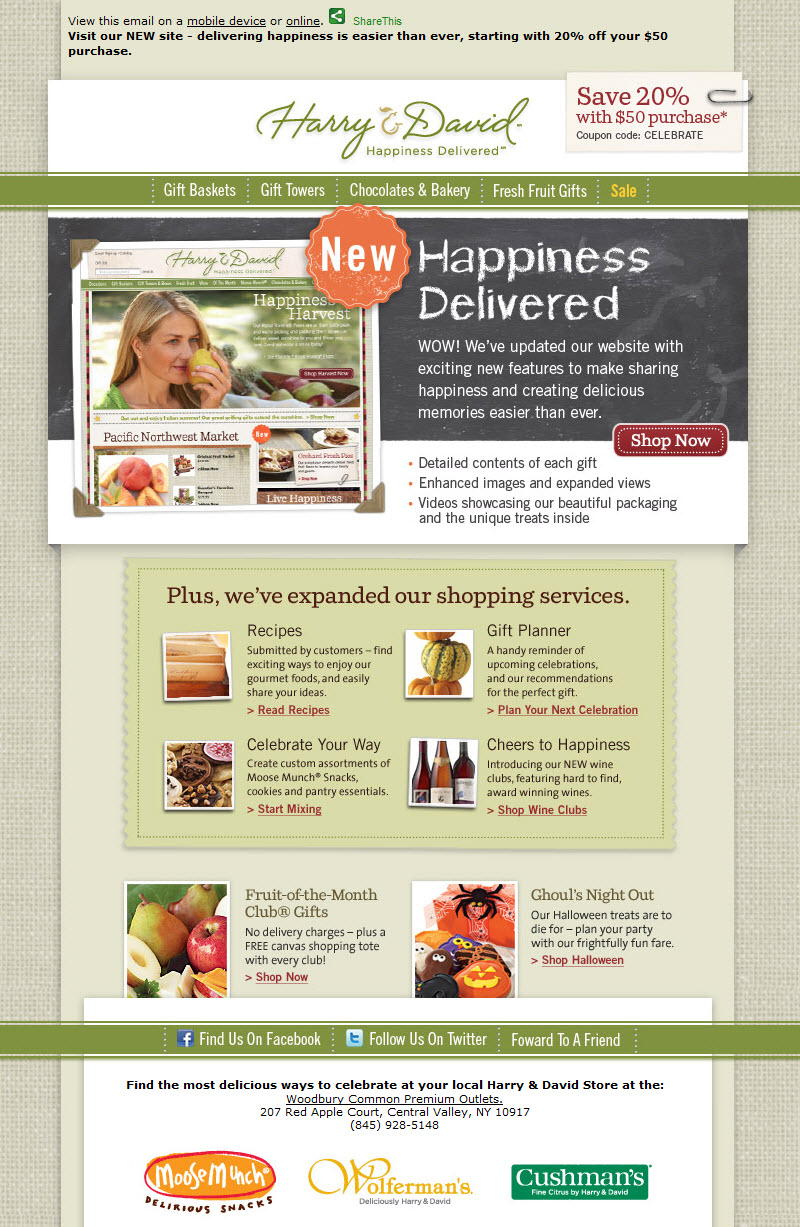 AM Inbox Harry & David redesign + first holiday header