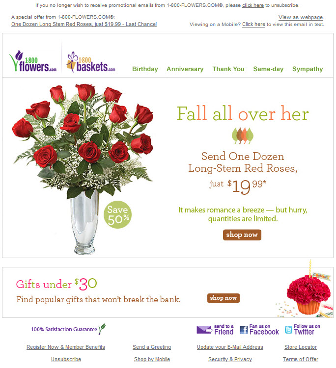 AM Inbox 1800Flowers redesigns email template Oracle Marketing Cloud