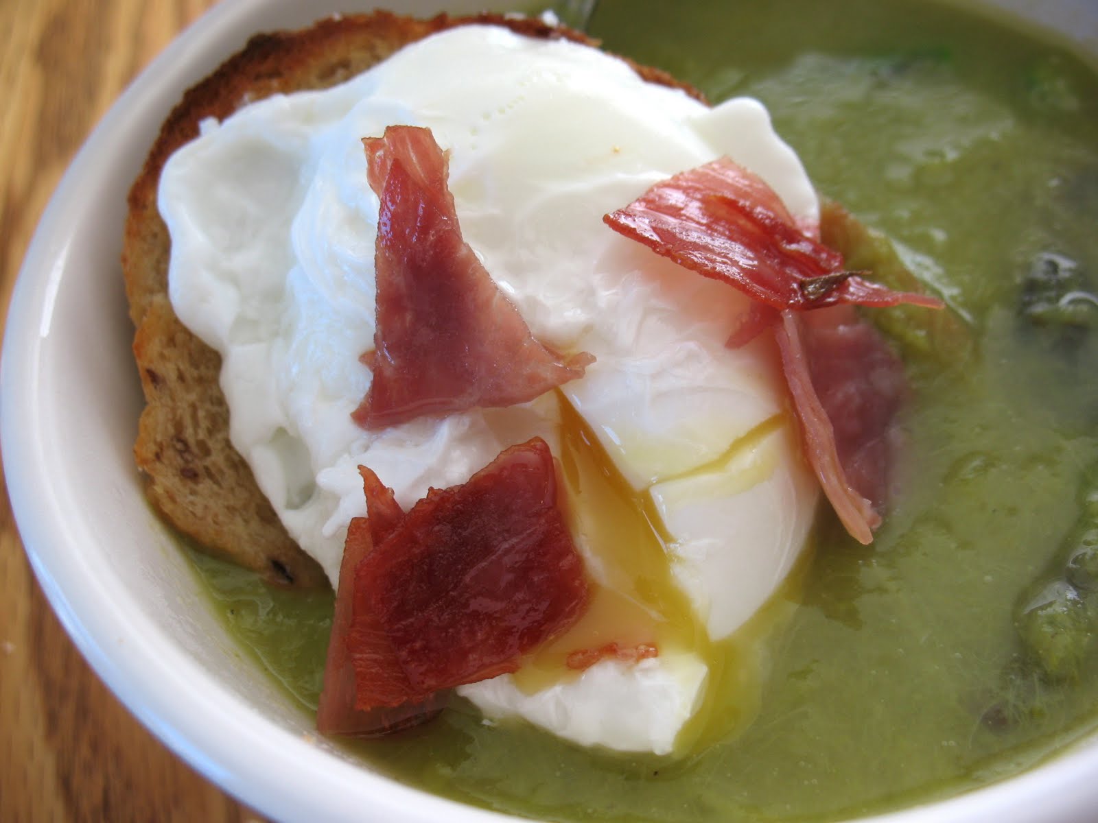 Asparagus Soup with Poached Egg on Toast Chasing Tomatoes