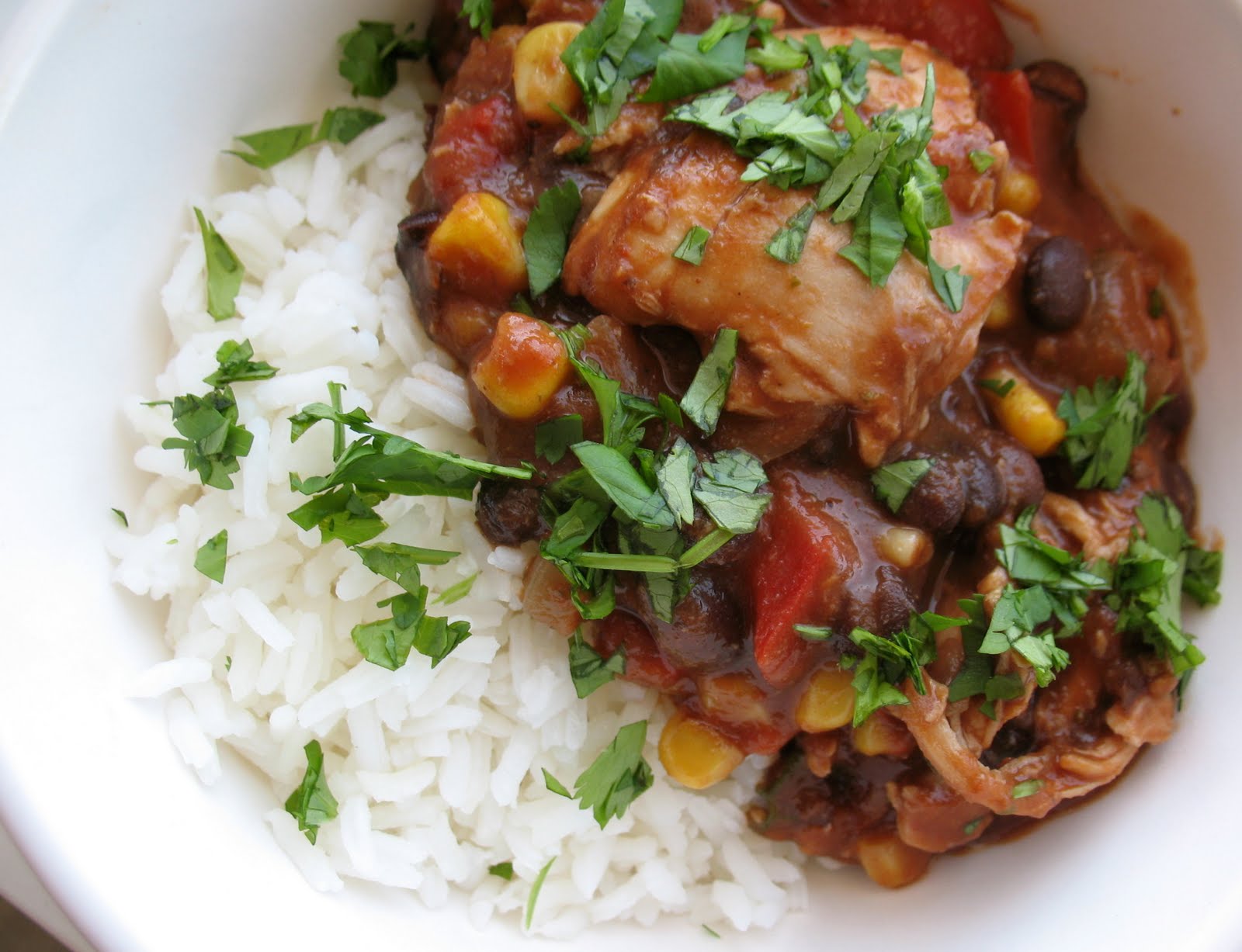Slow Cooker Pulled Chicken Chili and Rice Chasing Tomatoes