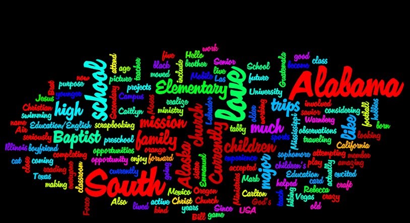 Rebecca Warnberg's EDM310 Class Blog About Me Wordle