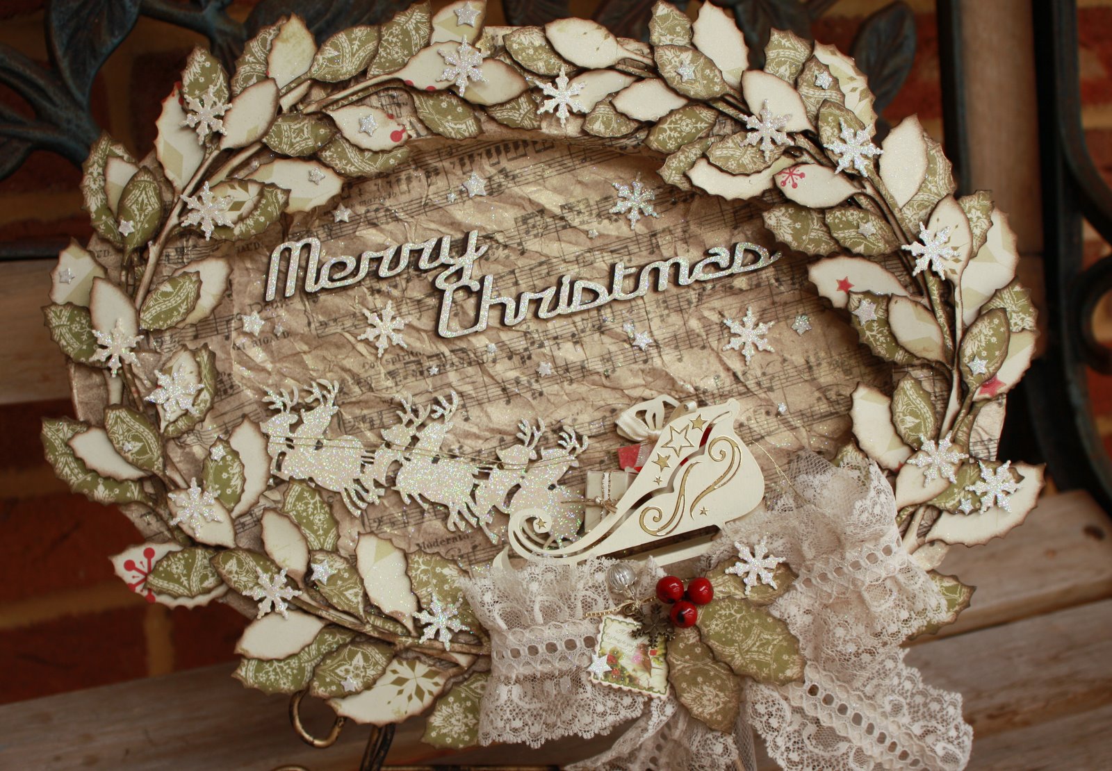 Carol's Paper Pantry Vintage Christmas wreath