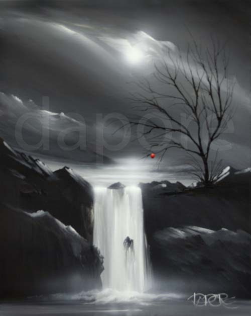 Acrylic painting landscape black white by Theo Dapore Black white art