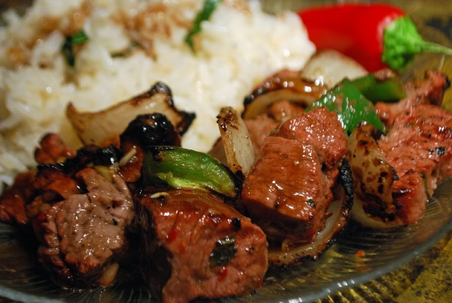 Thai Beef Kabobs with Basil Rice