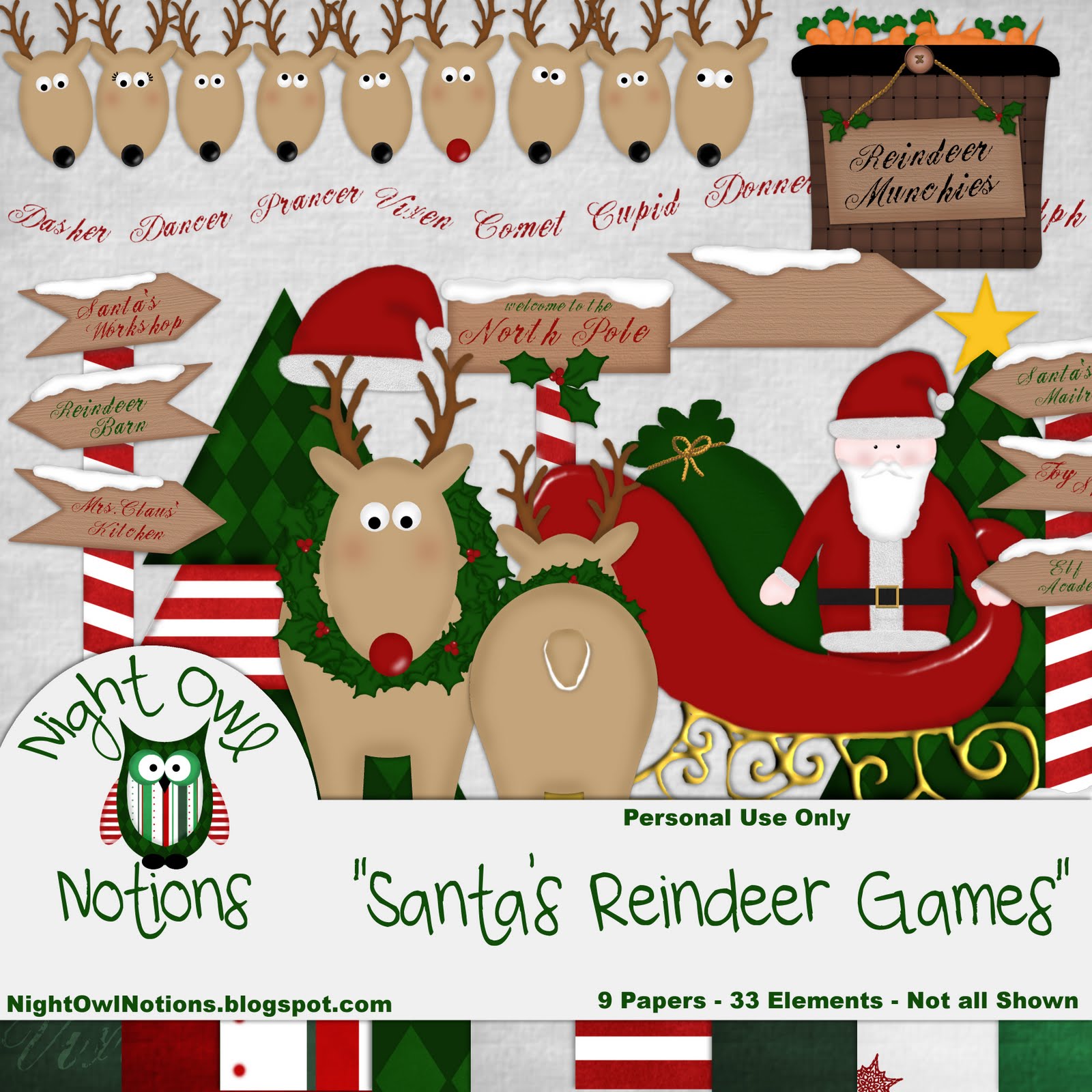 Night Owl Notions Santa's Reindeer Games Freebie