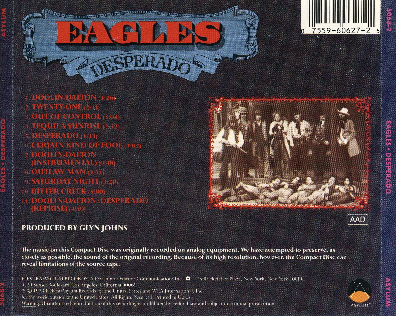 Musicotherapia The Eagles Desperado (1973)