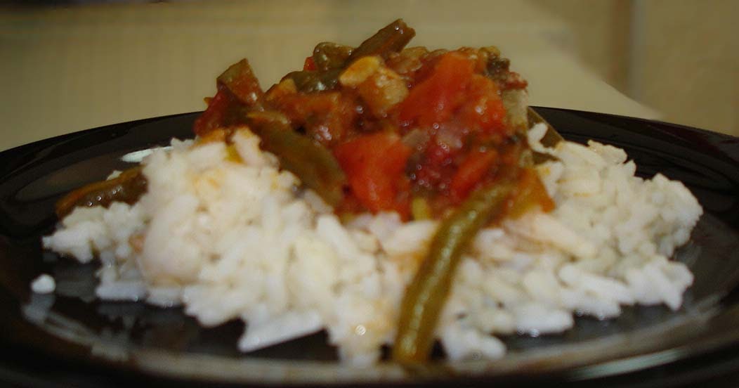 Vegetarian green beans over rice (Loubiyeh w Rizz) Hommus&Tabbouli