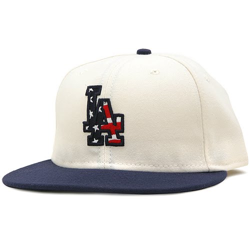 red white and blue dodgers hat
