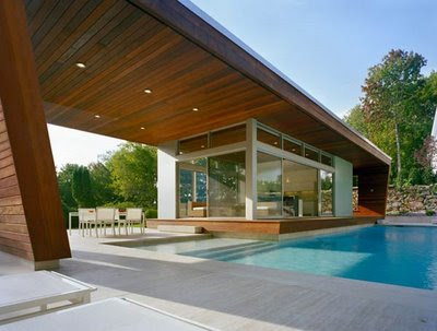 Exterior of Minimalist Pool House Design
