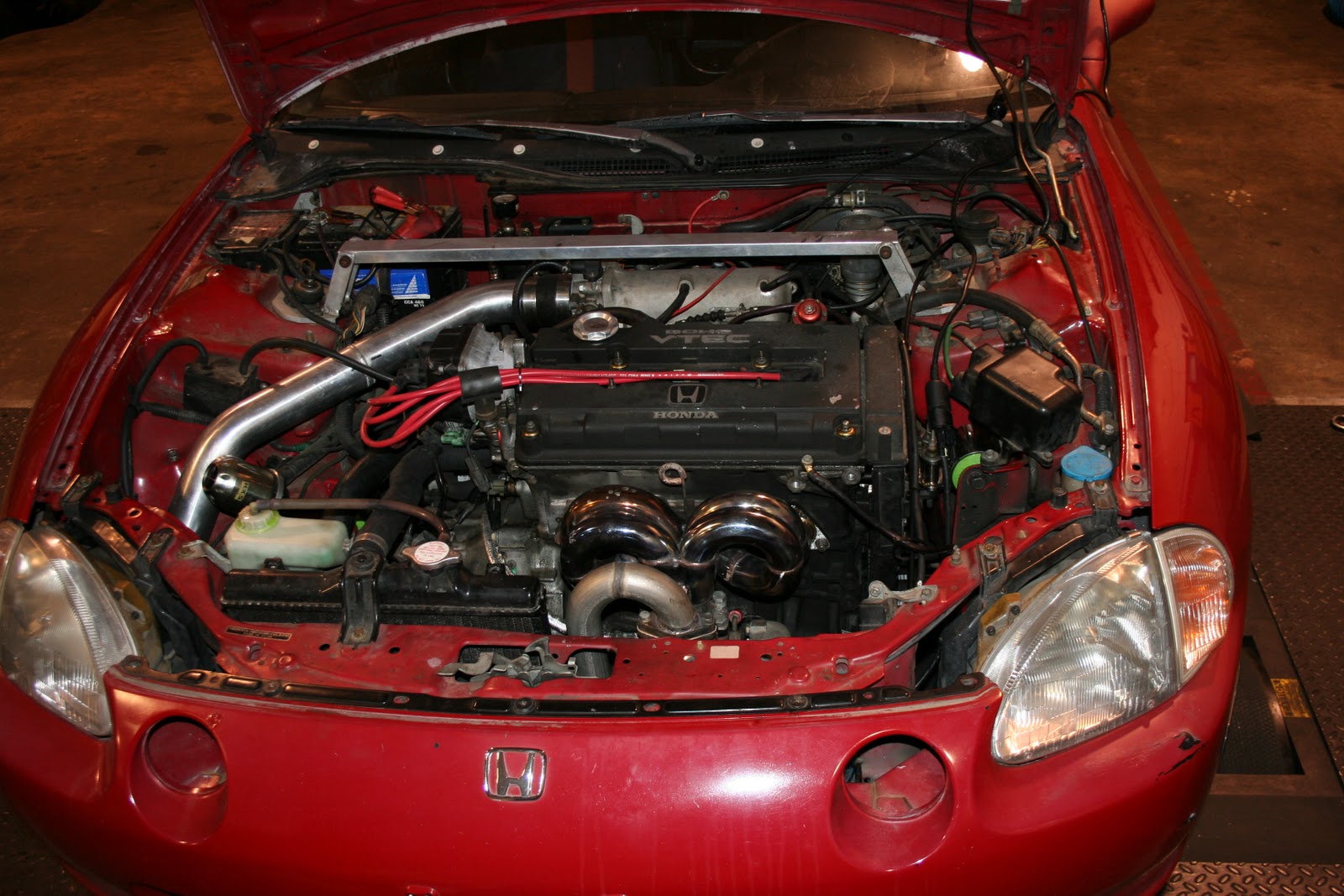 DG Performance B16 Delsol. New turbo manifold install and custom 3