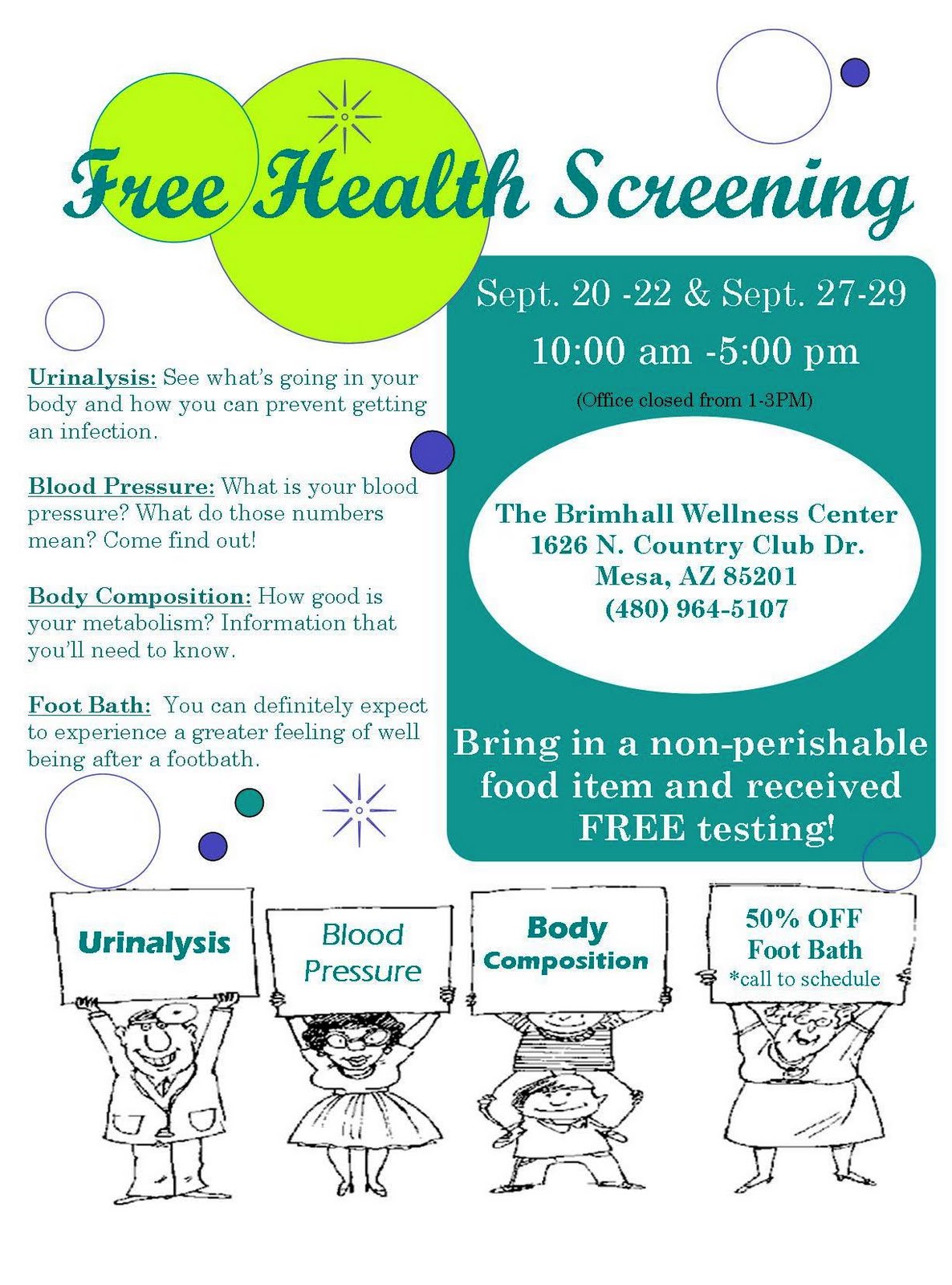 Brimhall Wellness Center FREE Health Screenings!