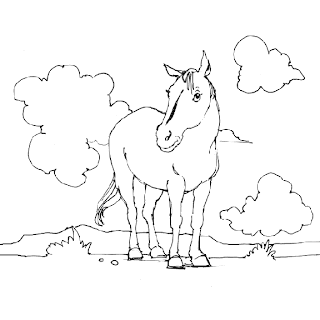 horse coloring pages with backgrounds